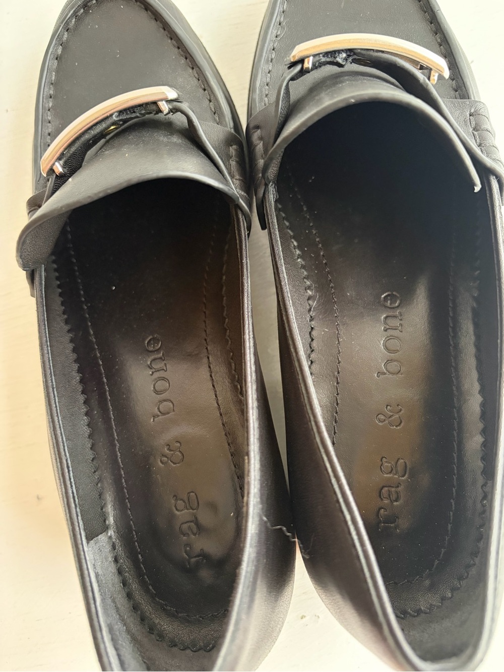 rag & bone Canter Black Leather Loafers – Metal Buckle - Picture 7 of 11